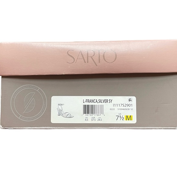 Franco Sarto Women’s L-Franca Silver Wedge Sandal Ankle Strap Closure NIB 7.5 - Picture 7 of 7